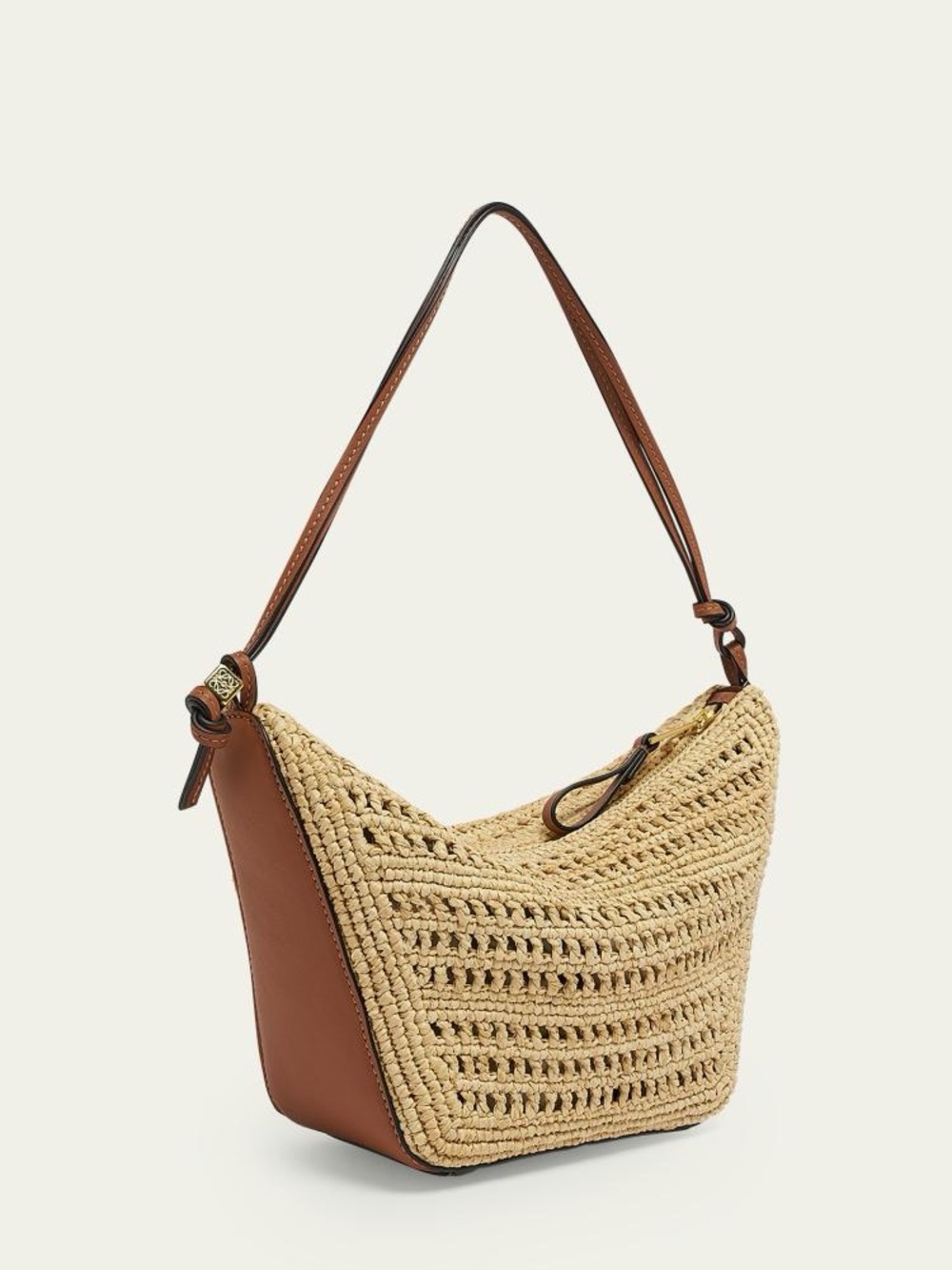 Toteme Beige Woven Shoulder Bag with Brown Leather Trim